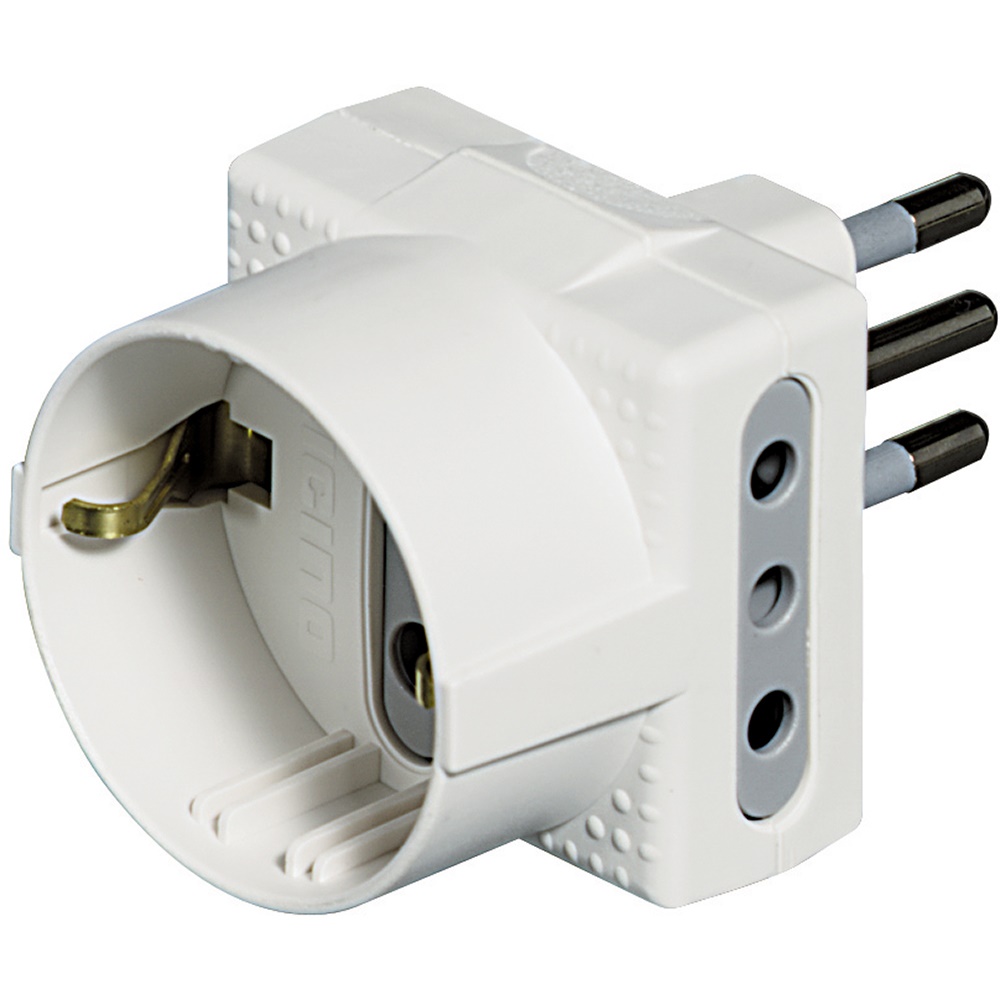 Adattatore triplo spina tedesca 1 presa + 2 prese 10A bianco kit