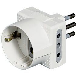 Adattatore triplo spina tedesca 1 presa + 2 prese 10A bianco kit