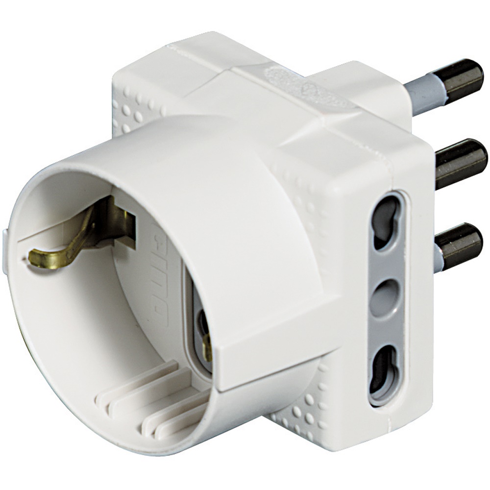 Kit adattatore trifase 1 presa tedesca 2 bipasso 10/16A bianco per impianti elettrici