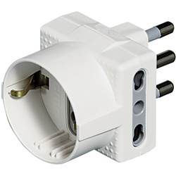 Kit adattatore trifase 1 presa tedesca 2 bipasso 10/16A bianco per impianti elettrici