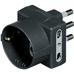 Kit adattatore tripolare 1 presa tedesca 2 bipasso 10/16A colore antracite per uso elettrico professionale