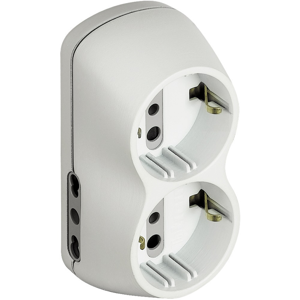 Kit adattatore B4 2 prese bipasso 10/16A e 2 prese tedesche spina 16A bianco appendibile per installazioni elettriche domestiche e professionali
