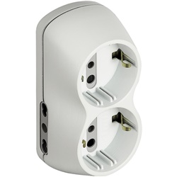 Kit adattatore B4 2 prese bipasso 10/16A e 2 prese tedesche spina 16A bianco appendibile per installazioni elettriche domestiche e professionali