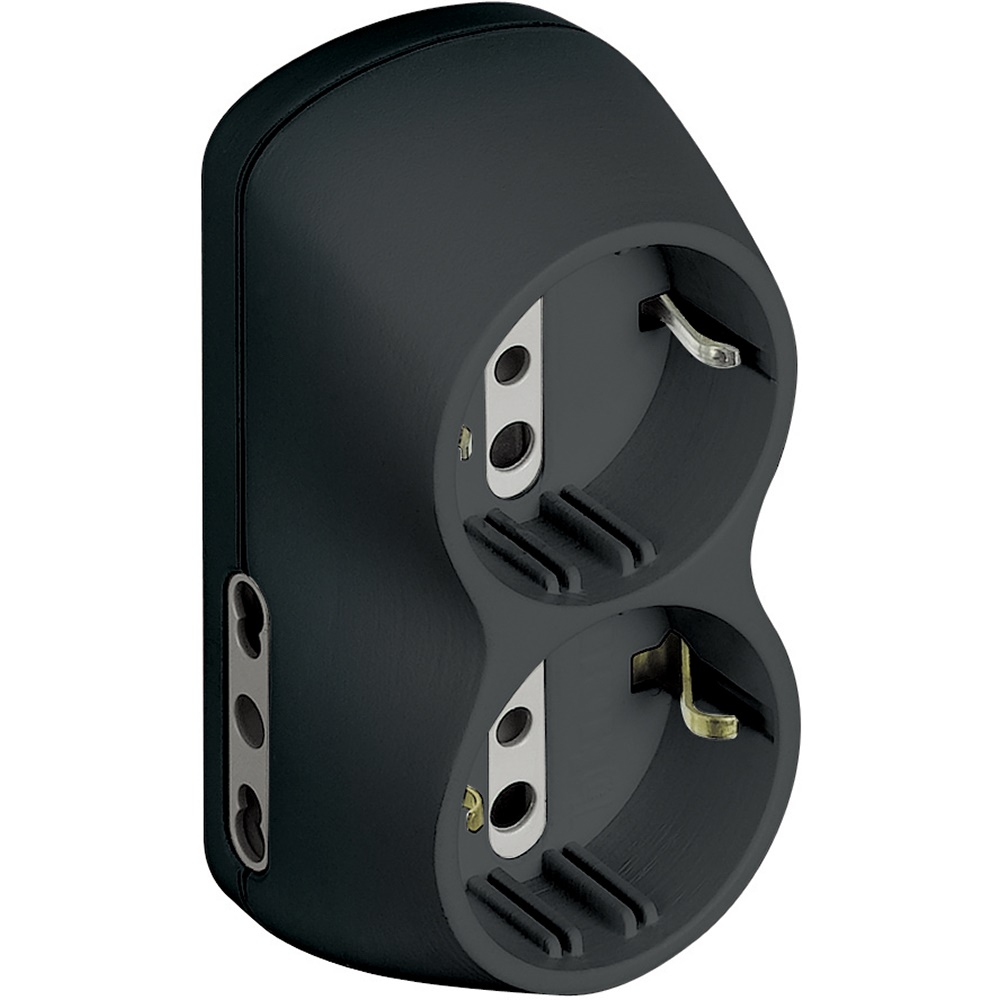 Adattatore B4 2 prese bipasso 10/16A 2 prese tedesche spina 16A antracite appendibile kit