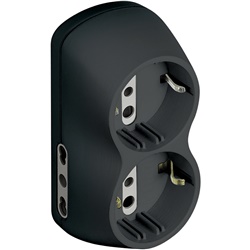 Adattatore B4 2 prese bipasso 10/16A 2 prese tedesche spina 16A antracite appendibile kit