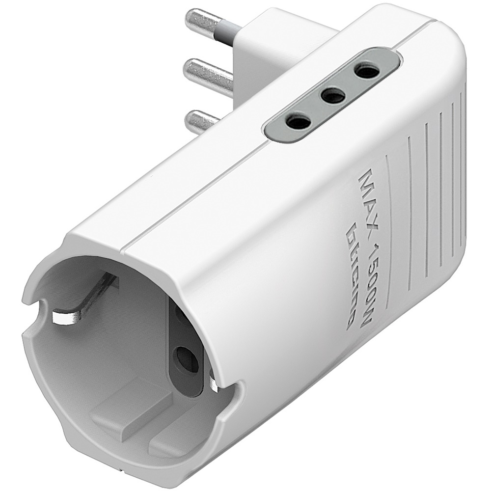 Kit adattatore salvaspazio Corner 2 prese 10A 1 presa tedesca P30 spina 10A bianco
