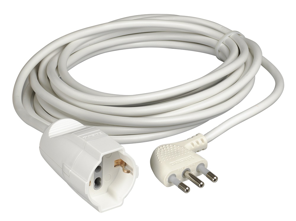 Prolunga elettrica 2P+T 5m 16A bianco uso domestico