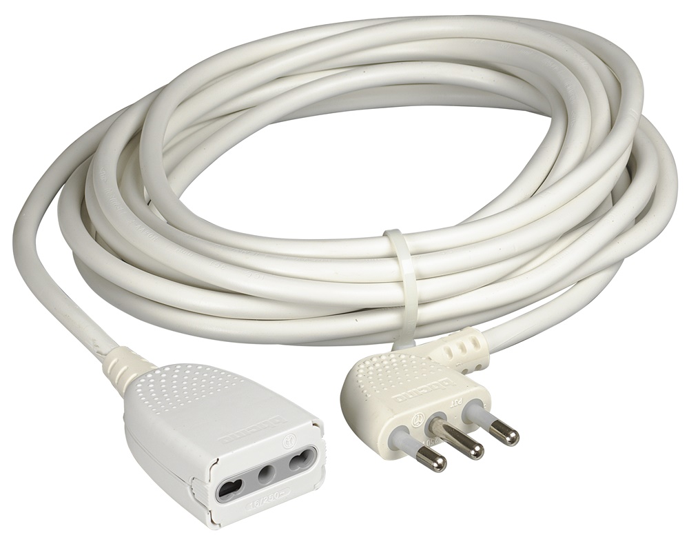Prolunga elettrica 5m 2P+T 16A bianco uso domestico
