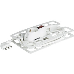 Prolunga elettrica 3m 16A 2 prese bipasso 10/16A 1 presa P30 interruttore luminoso bianco uso domestico e professionale
