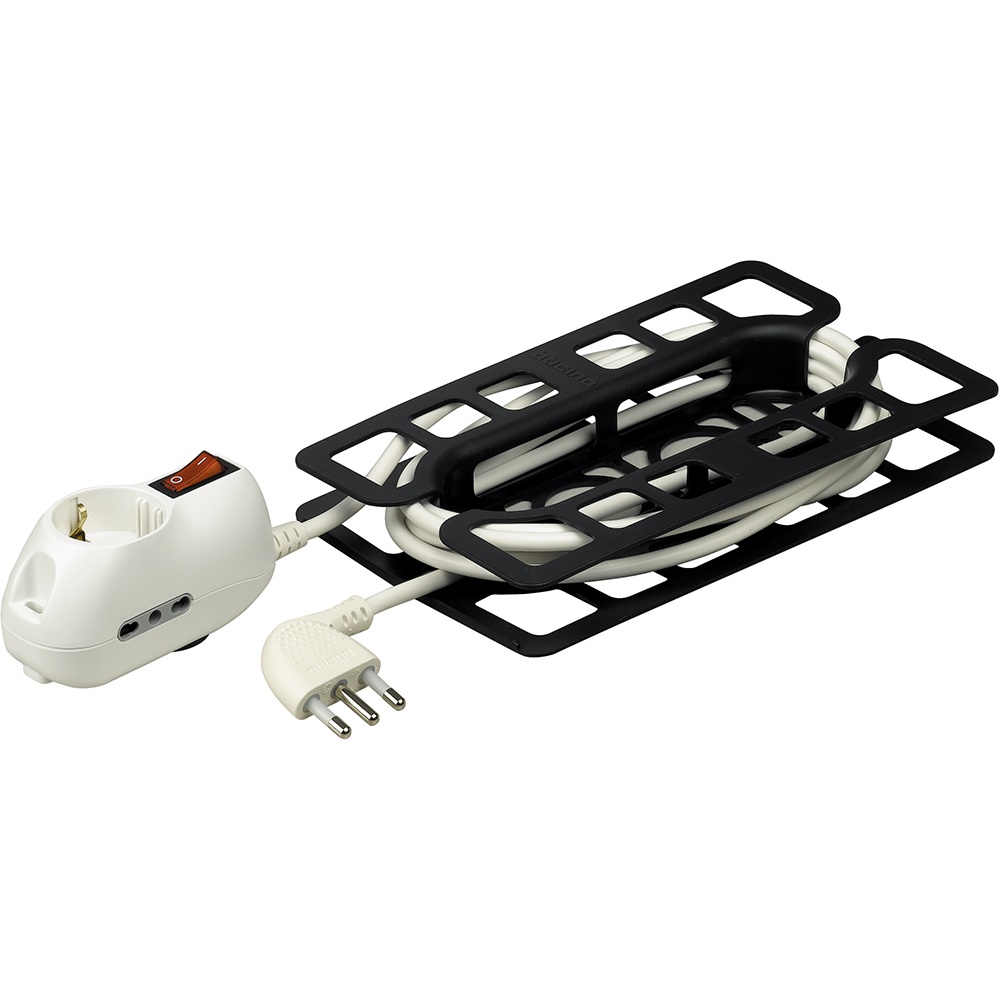 Prolunga elettrica 5m 16A 2 prese bipasso 10/16A 1 presa P30 interruttore luminoso uso domestico e professionale