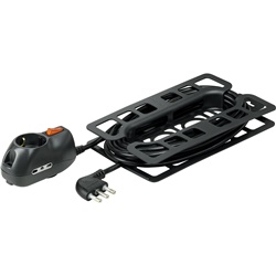 Prolunga elettrica 5m 16A 2 prese bipasso 10/16+1 presa P30 con interruttore antracite uso domestico e professionale
