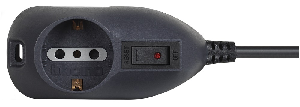Multipresa MULT-SLOT3 2 prese bipasso 10/16A con interruttore sicurezza grigio
