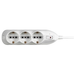 Multipresa Slot9 6 prese bipasso 10/16A 3 tedesche 1,5m bianco