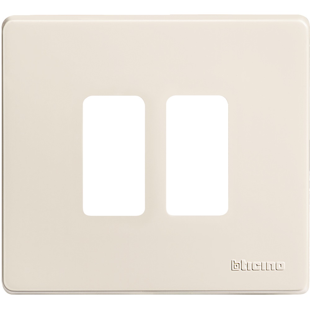 Placca Magic 2 moduli resina per scatola tonda installazione incasso