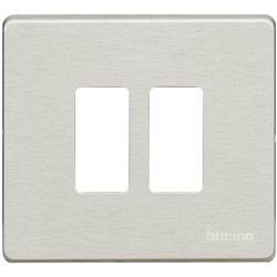 Placca Magic 2 moduli alluminio oxidal per scatola tonda
