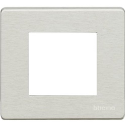 Placca 2 posti alluminio naturale per scatola tonda installazioni elettriche interne