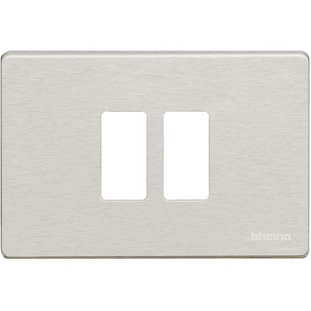 Placca Magic 2 posti alluminio oxidal scatola tonda incasso