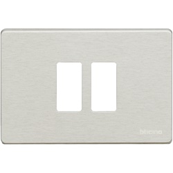 Placca Magic 2 posti alluminio oxidal scatola tonda incasso