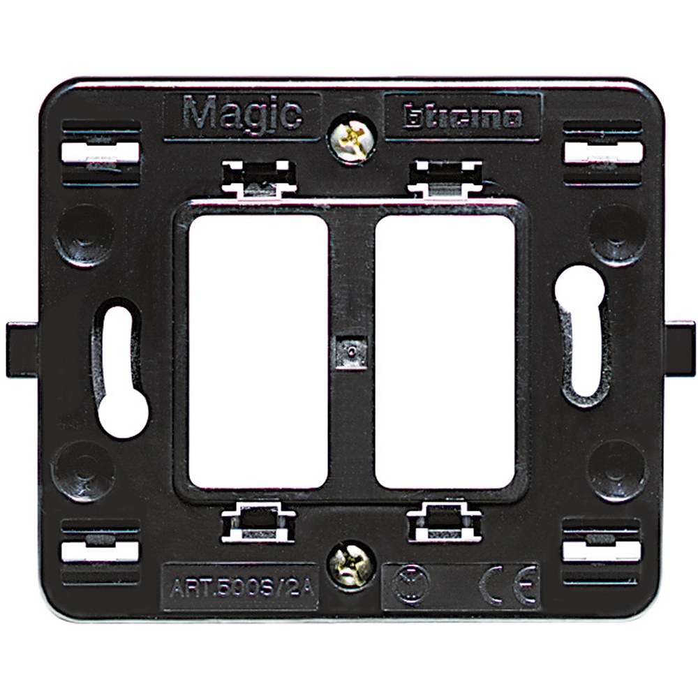 Supporto modulare 2 posti per scatola tonda installazioni elettriche incasso resistente e compatto