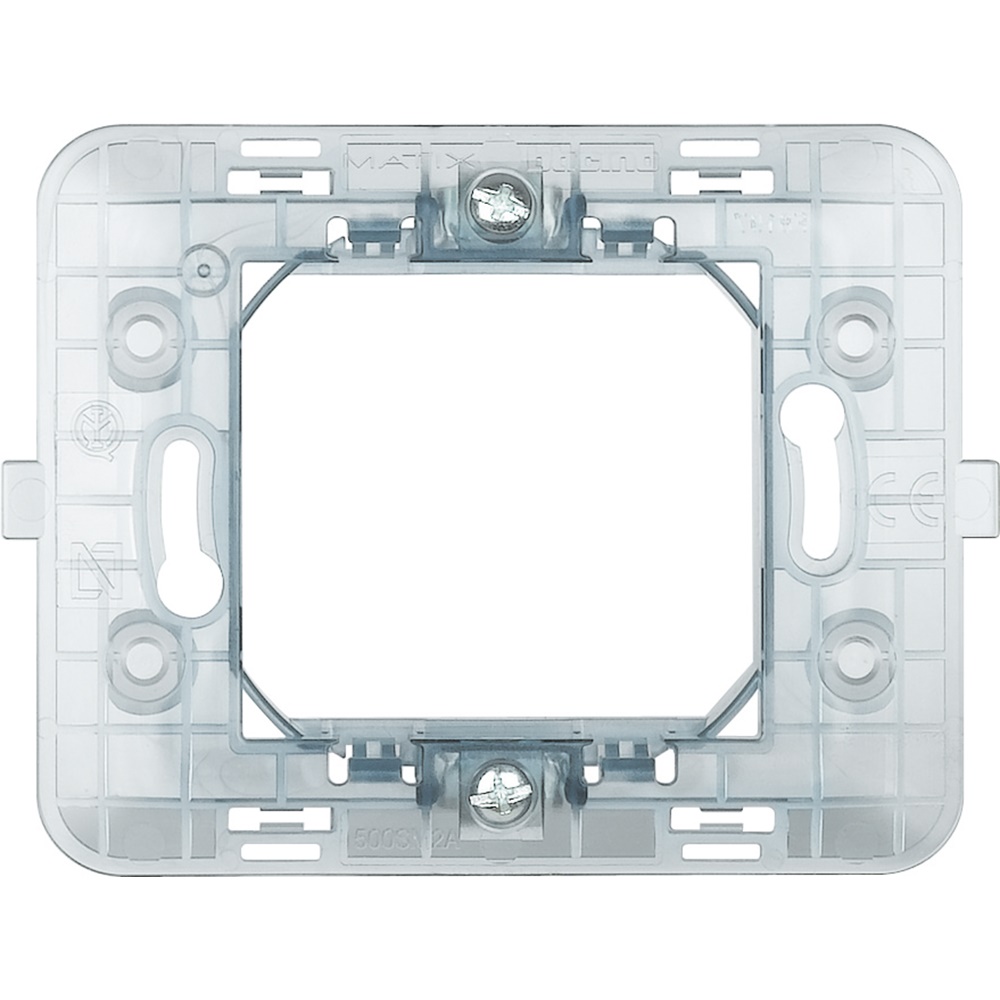 Supporto scatola tonda incasso 2 moduli 2 poli viti fissaggio elettrico modulari