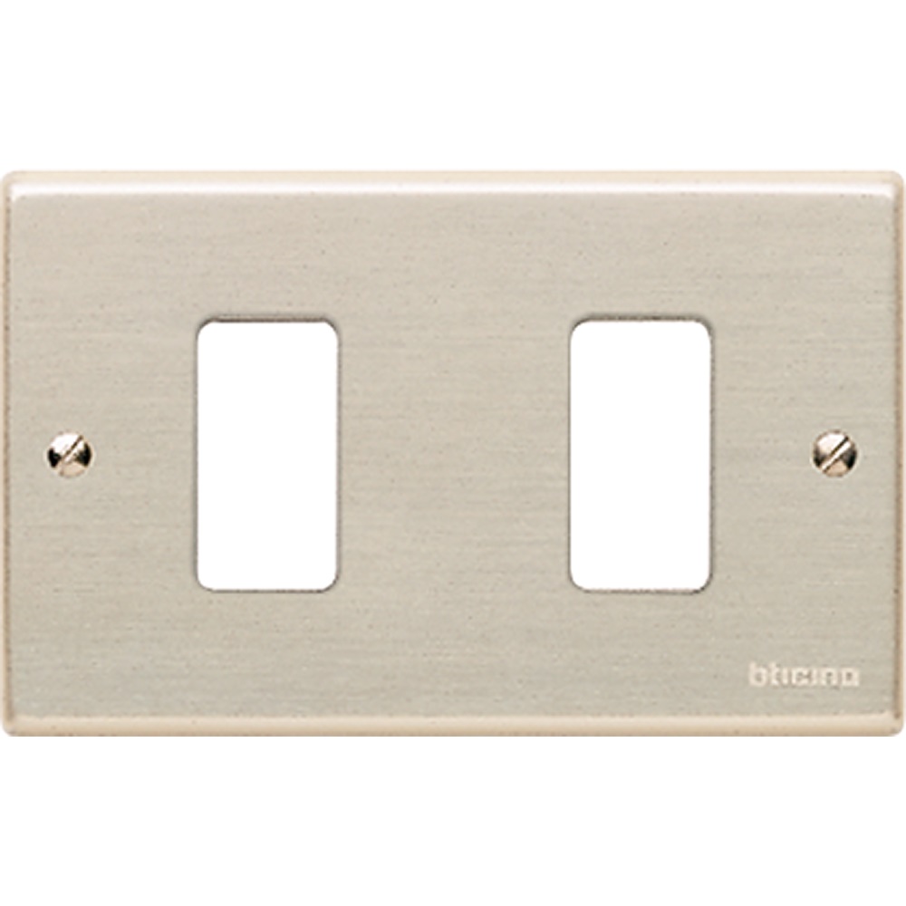 Placca Magic 2 posti alluminio anodizzato incasso civile residenziale
