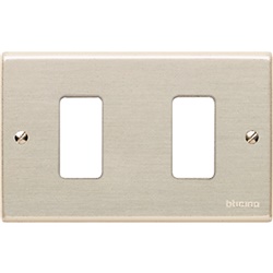 Placca Magic 2 posti alluminio anodizzato incasso civile residenziale