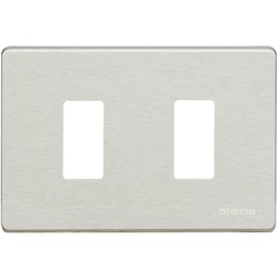 Placca 2 posti alluminio Oxidal con sottoplacca isolante per impianti elettrici