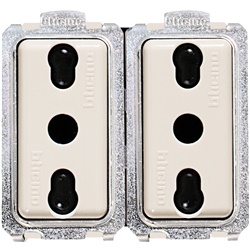 Presa duplex bipasso 2P+T 10/16A con morsetti supplementari per uso domestico e professionale