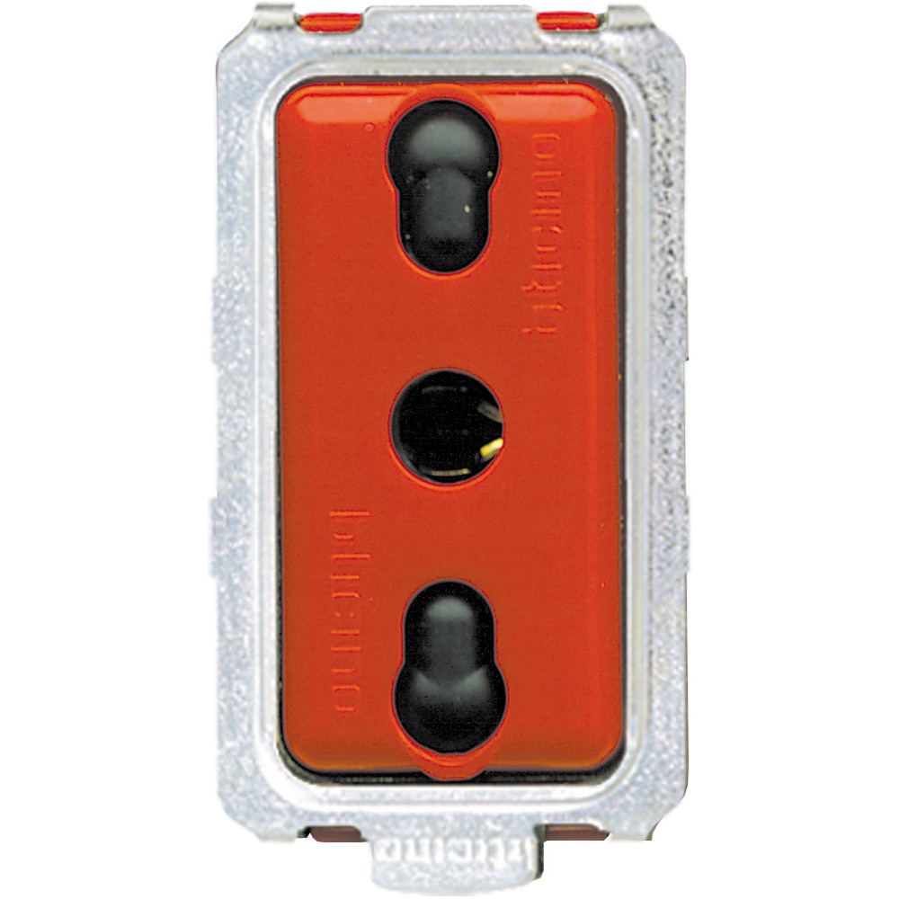 Presa bipasso 2P+T 10/16A 250V standard italiano rosso