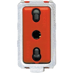 Presa bipasso 2P+T 10/16A 250V rossa alveoli schermati uso civile industriale