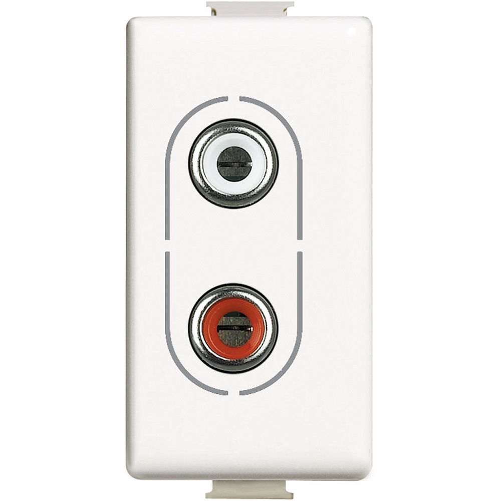 Presa audio Matix 2 connettori RCA bianca per impianti elettrici audio