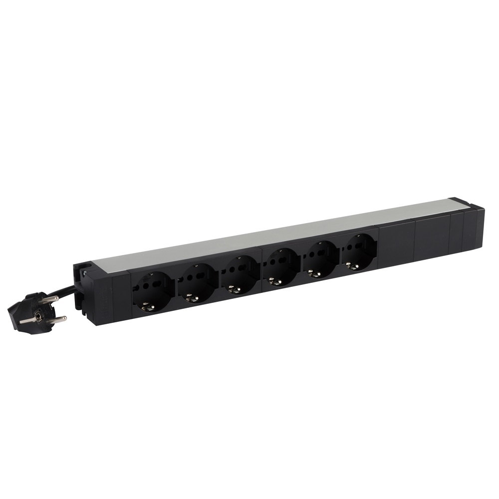 PDU 19 6 prese standard tedesche bipasso con cavo 3m e fissaggio rapido per rack