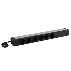 PDU 19 6 prese standard tedesche bipasso con cavo 3m e fissaggio rapido per rack