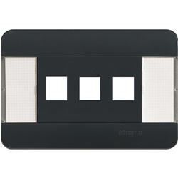Placca autoportante 3 posti nera keystone per installazioni elettriche modulari ambienti domestici e professionali