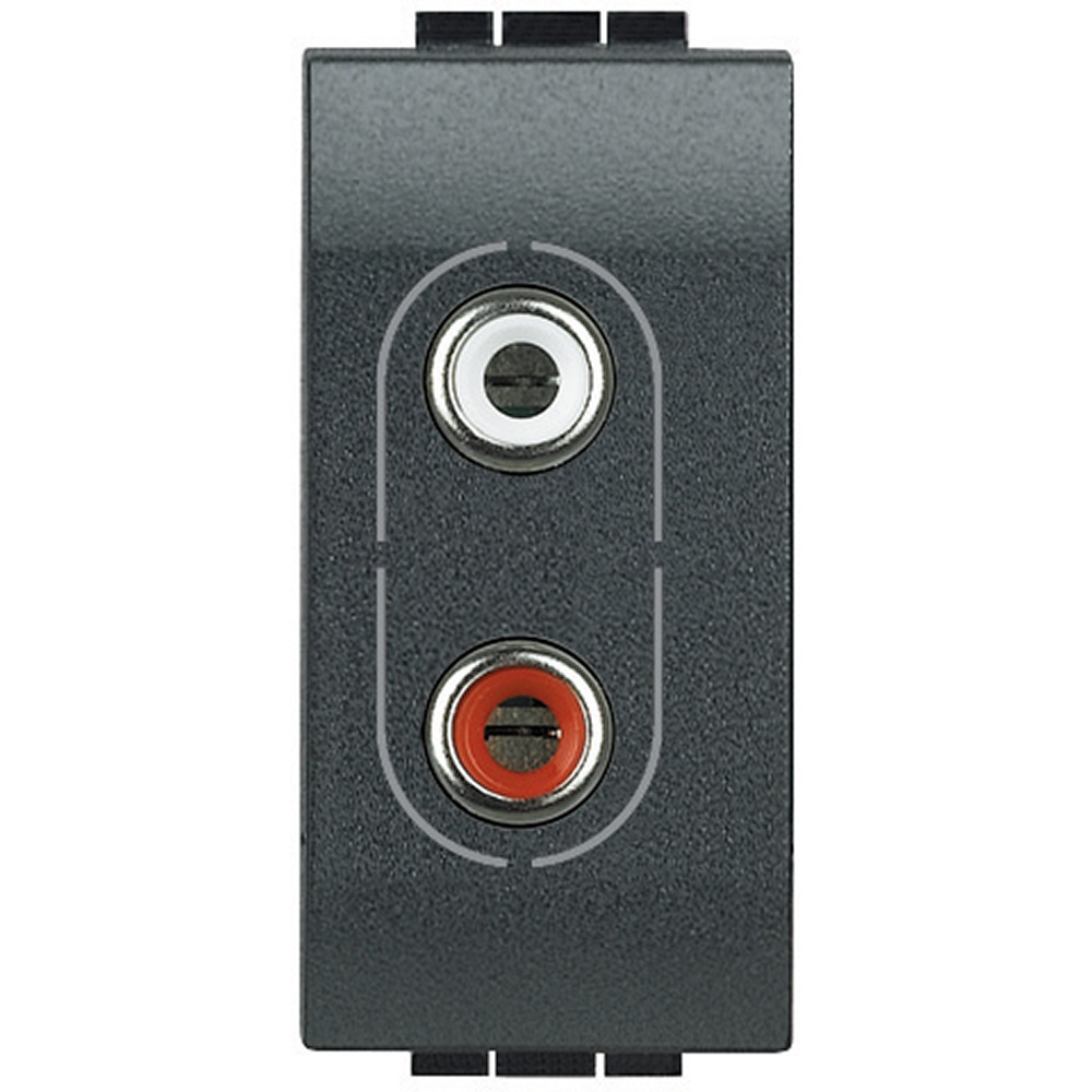 Presa audio RCA doppia Livinglight antracite per impianti interni