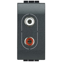 Presa audio RCA doppia Livinglight antracite per impianti interni