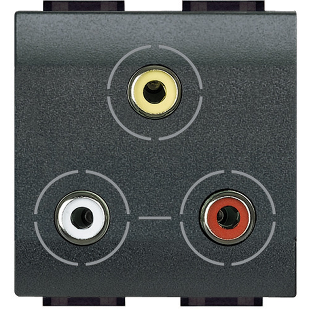 Presa video RCA tripla Livinglight Antracite per impianti interni