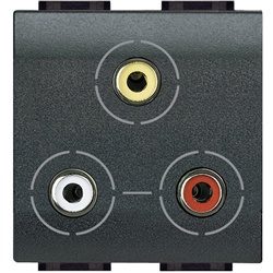 Presa video RCA tripla Livinglight Antracite per impianti interni