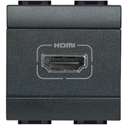 Presa HDMI 2.0 antracite 2 moduli per impianti elettrici domestici e professionali