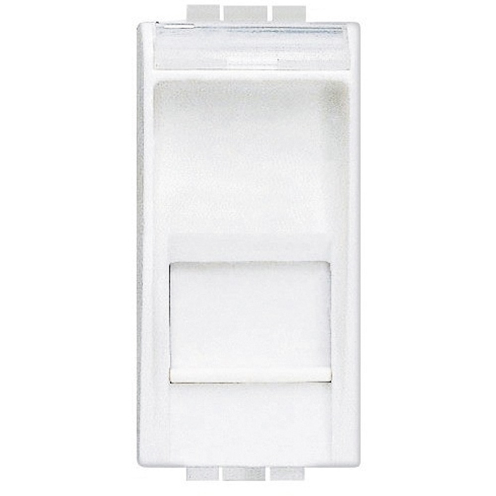 Connettore RJ45 toolless STP Cat6 con targhetta e portello antipolvere per serie civile Livinglight bianco