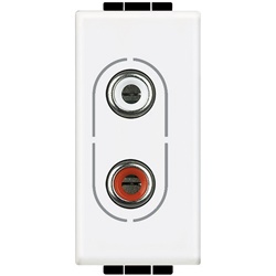 Presa audio RCA doppia bianca per impianti elettrici domestici e professionali