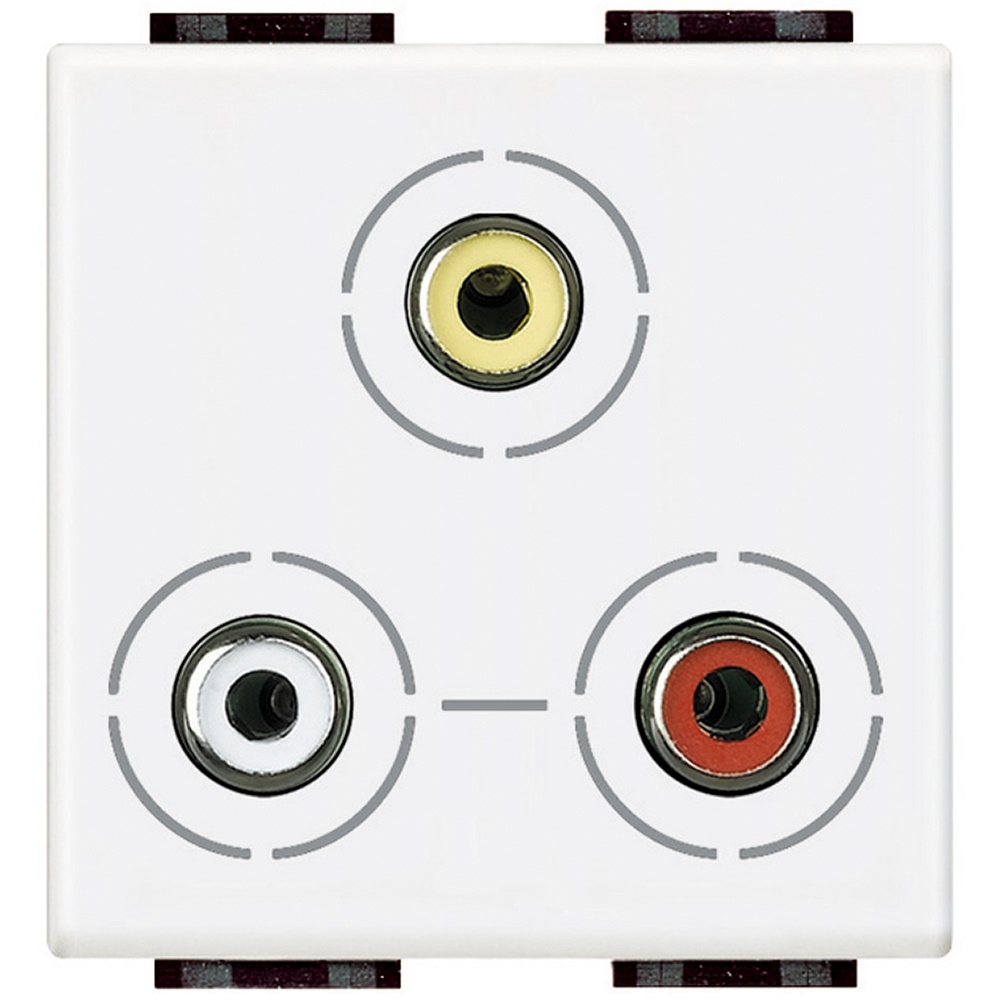 Presa video RCA tripla Serie Livinglight Bianco per impianti audio-video