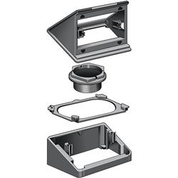 Zoccolo sottopavimento per torrette monofacciali con guarnizione IP52, installazione elettrica professionale e residenziale
