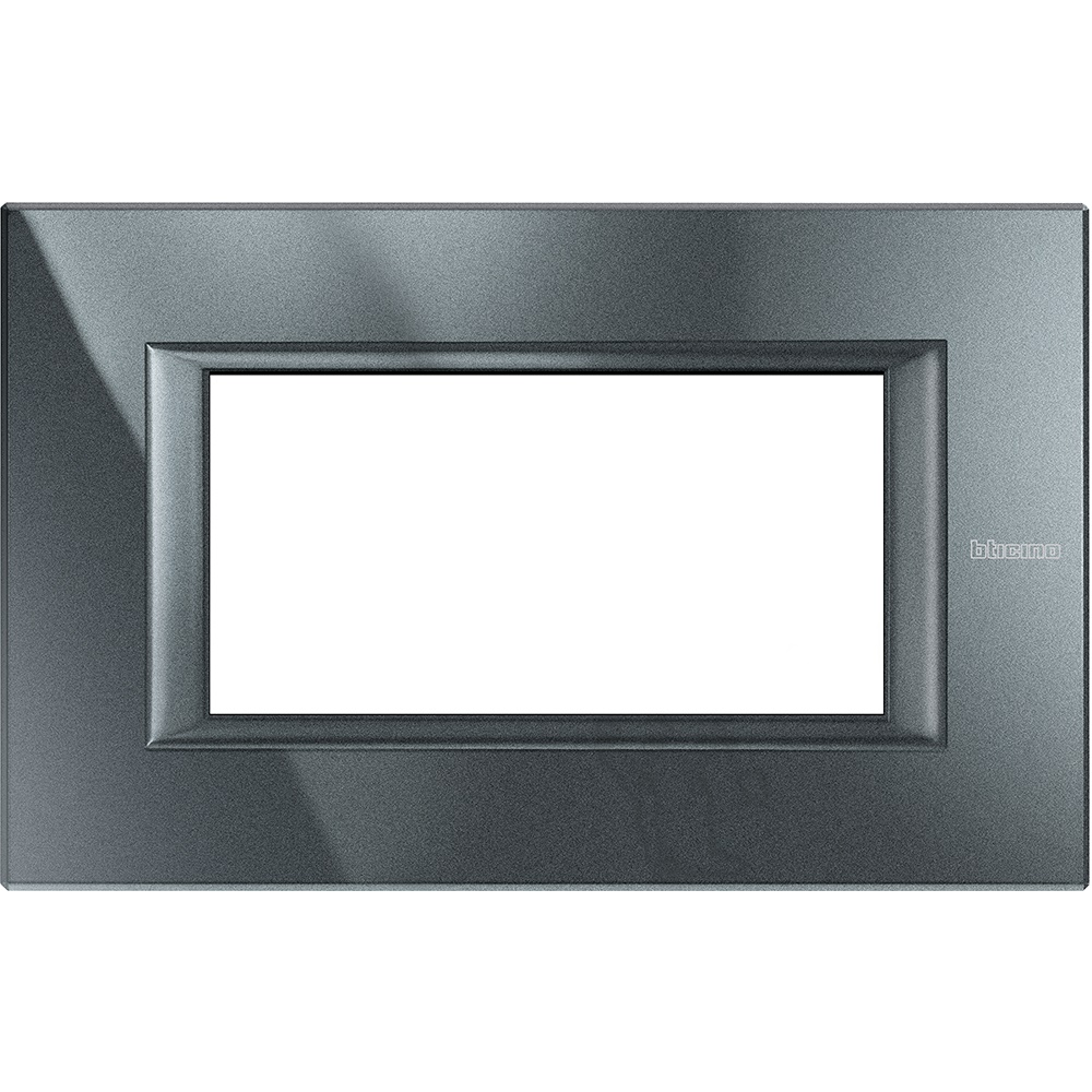 Placca rettangolare 4 moduli antracite metallo incasso