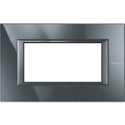Placca rettangolare 4 moduli antracite metallo incasso