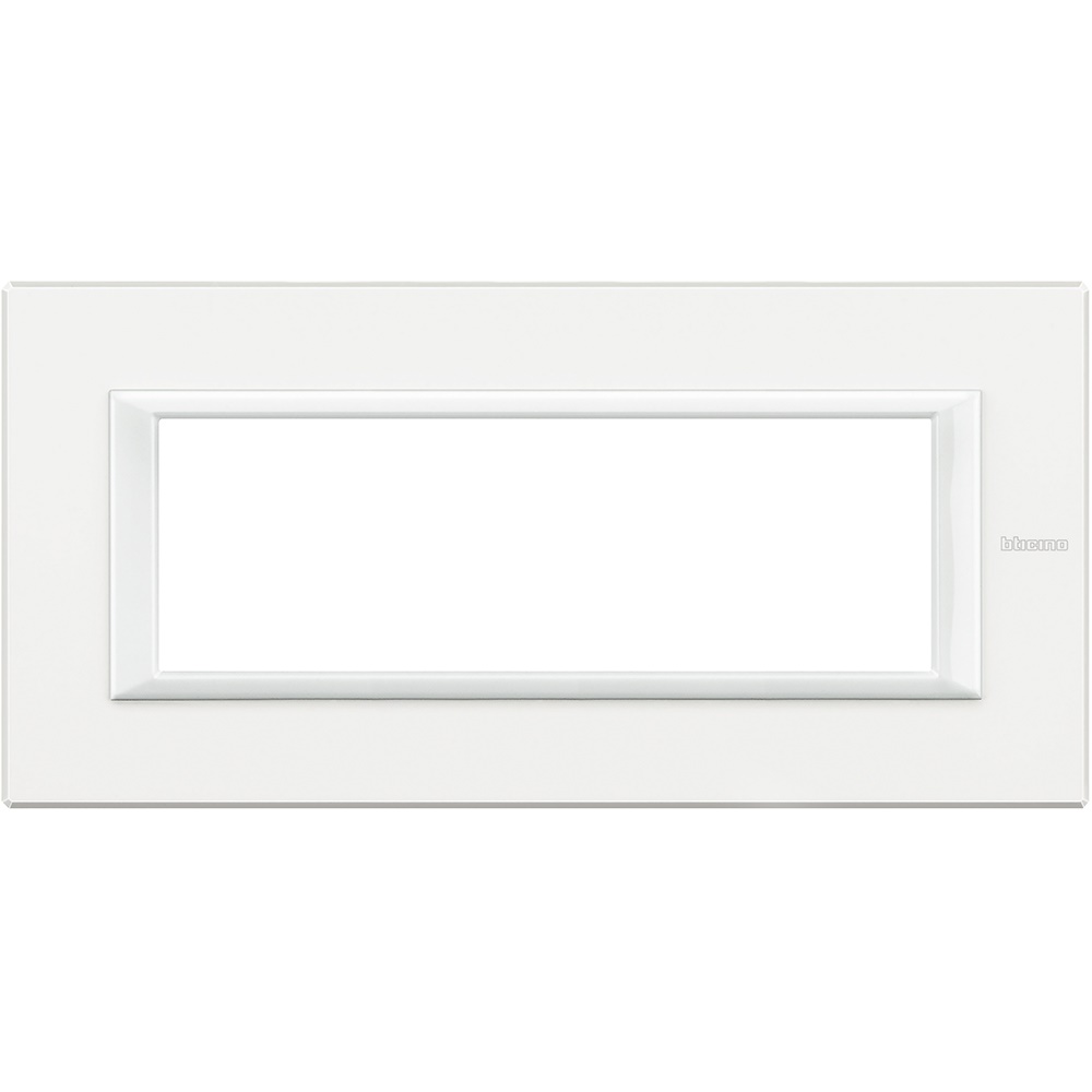 Placca rettangolare 6 moduli bianco metallo incasso residenziale