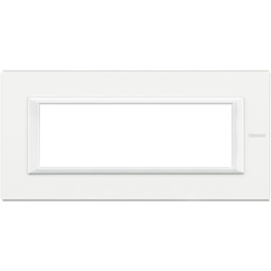 Placca rettangolare 6 moduli bianco metallo incasso residenziale