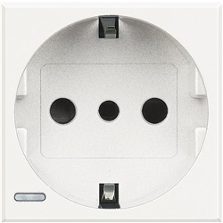 Presa P30 2P+T 16A 250Vac standard tedesco bianco per impianti residenziali