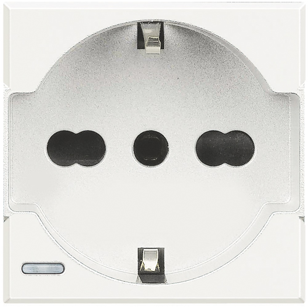 Presa elettrica 2P+T 16A 250V standard tedesco-italiano bipasso sicurezza residenziale e commerciale bianco