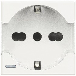 Presa elettrica 2P+T 16A 250V standard tedesco-italiano bipasso sicurezza residenziale e commerciale bianco